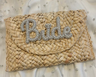 Pearl embellished Bride clutch bag