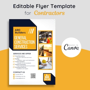 Plantillas de folletos para contratistas / Folleto para contratistas / Folleto de servicios generales de construcción / Plantilla de folleto de servicios de construcción