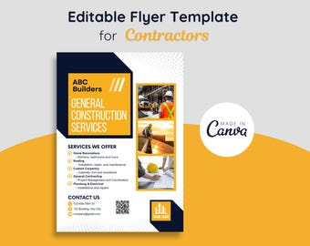 Flyersjablonen voor aannemers | Flyer voor aannemers | Flyer voor algemene bouwdiensten | Flyersjabloon voor bouwdiensten