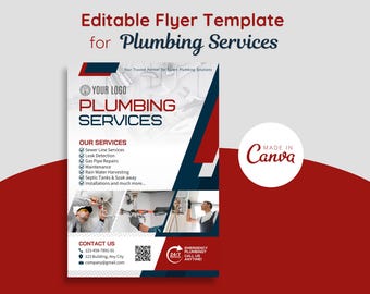 Flyermallar för VVS-tjänster | Flyermall för VVS-tjänster | VVS-flyer | Redigerbar VVS-flyermall