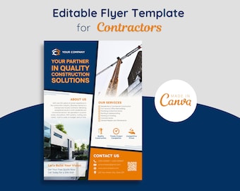 Construction Services Flyer Template | Flyer Templates for Contractors | Contractor Flyer | Home Renovation and Construction Services Flyer