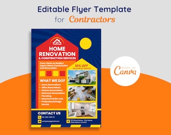 Flyer Templates for Contractors | Contractor Flyer | Home Renovation and Construction Services Flyer | Construction Services Flyer Template
