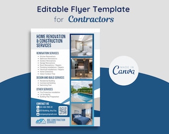 Flyer Templates for Contractors | Contractor Flyer | Home Renovation and Construction Services Flyer | Construction Services Flyer Template