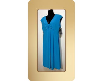 Vestido azul Jolibel con cuello en V, talla 10 / Hecho en Canadá / Rescued Fashion Y2K