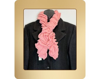 Bufanda de lana de angora con volantes: chal de punto suave, moderno, rosa, gris y verde, ligero.