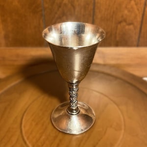 スペイン製ヴィンテージシルバーメッキゴブレット - 華やかなバロック真鍮製ワイングラス - F.B.R. EP真鍮製ウェディングトーストカップまたはゴシック装飾