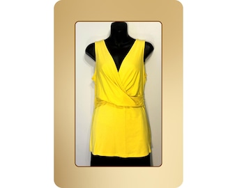 Blusa cruzada amarilla M–XL – Blusa elástica de verano