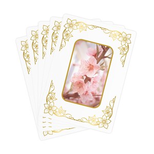 Carte da poker Cherry Blossom / Mazzo di carte da gioco floreali / Set da 54 carte / Elegante serata di gioco / Bordo dorato di lusso / Regalo per giocatori di carte