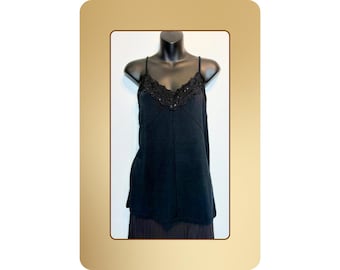 Camisola de encaje negra XXL – Top de noche elástico