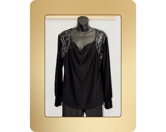 Black Cowl Neck Top XL Canada Made – Evening Blouse