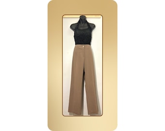 Pantalones anchos marrones de Lana Lee, talla 10, mezcla de rayón suave, stock de boutique rescatado