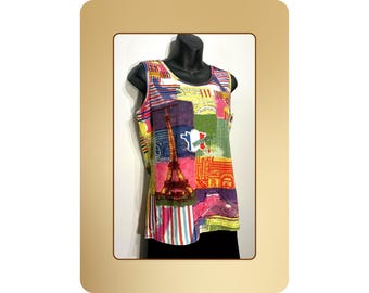 Top con estampado gráfico grande – Viajes informales