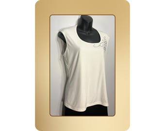 Blusa sin mangas color marfil pequeña – Fabricada en Canadá