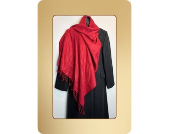 Bufanda larga de viscosa con flecos: color morado, rojo y marrón, para invierno, chal ligero, moda femenina.