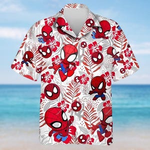Spiderman Hawaiian Shirt, Spider Man Button Up Shirt, Superhero Shirt, Spiderman Lover Shirt, Family Vacation Shirt, Mcu Fans Gift