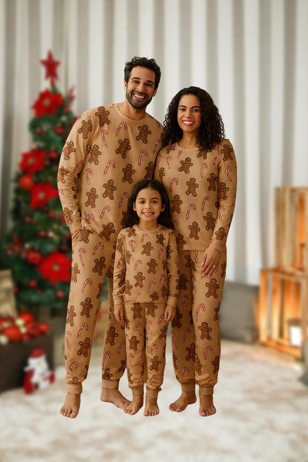 Discover Gingerbread Candy Christmas Family Pajamas Set, Merry Xmas T-shirt and Pants, Cookies and Cakes Loungewear