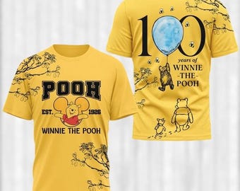 Winnie The Pooh 2026 T-Shirt, 100 Years Of the Best Bear Shirt, Pooh Tigger Eeyore 100th Anniversary Hoodies, Disney Trip For Family
