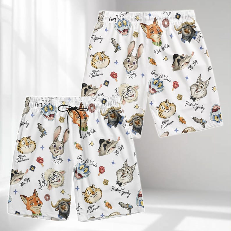 Disney Zootopia 2 Button Shirt, Funny Animal Kingdom Hawaiian Shirt, Nick Wilde And Judy Hopps Aloha Shirt, Summer Shorts Men