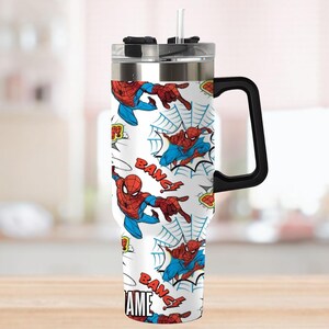 Personalized Spider-Man Tumbler 40oz, The Amazing Spider Tumbler, Marvel Avengers Team Tumbler, Funny Superhero Tumbler Cup For Fans