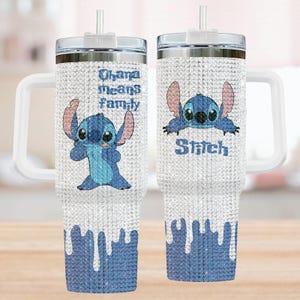Stitch Rhinestone Tumbler 40oz, Ohana Means Family Tumbler Cup, Sparkly Bling Crystal Tumbler, Disney Trip Merch, Gift For Fan
