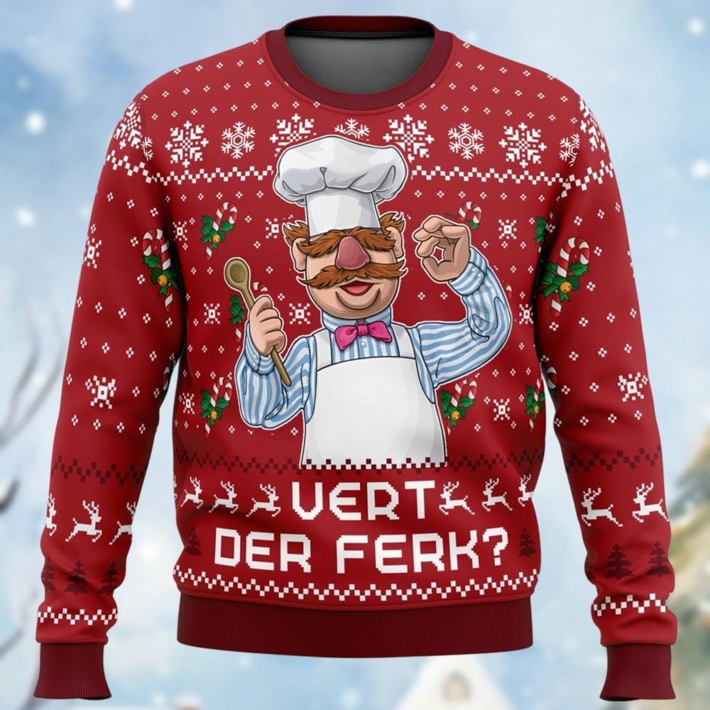 Discover Christmas Vert Der Ferk Ugly Sweater, Swedish Chef Christmas Sweater, Vintage Muppet Show Shirt, Christmas Movie Merch, Funny Gift