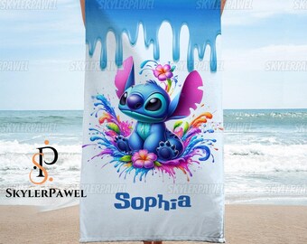 Stitch Beach Towel, Stitch Towel, Custom Beach Towel, Ohana Means Family Towel, Stitch Towel, Stitch Bath Towel, Disney Stitch Towel