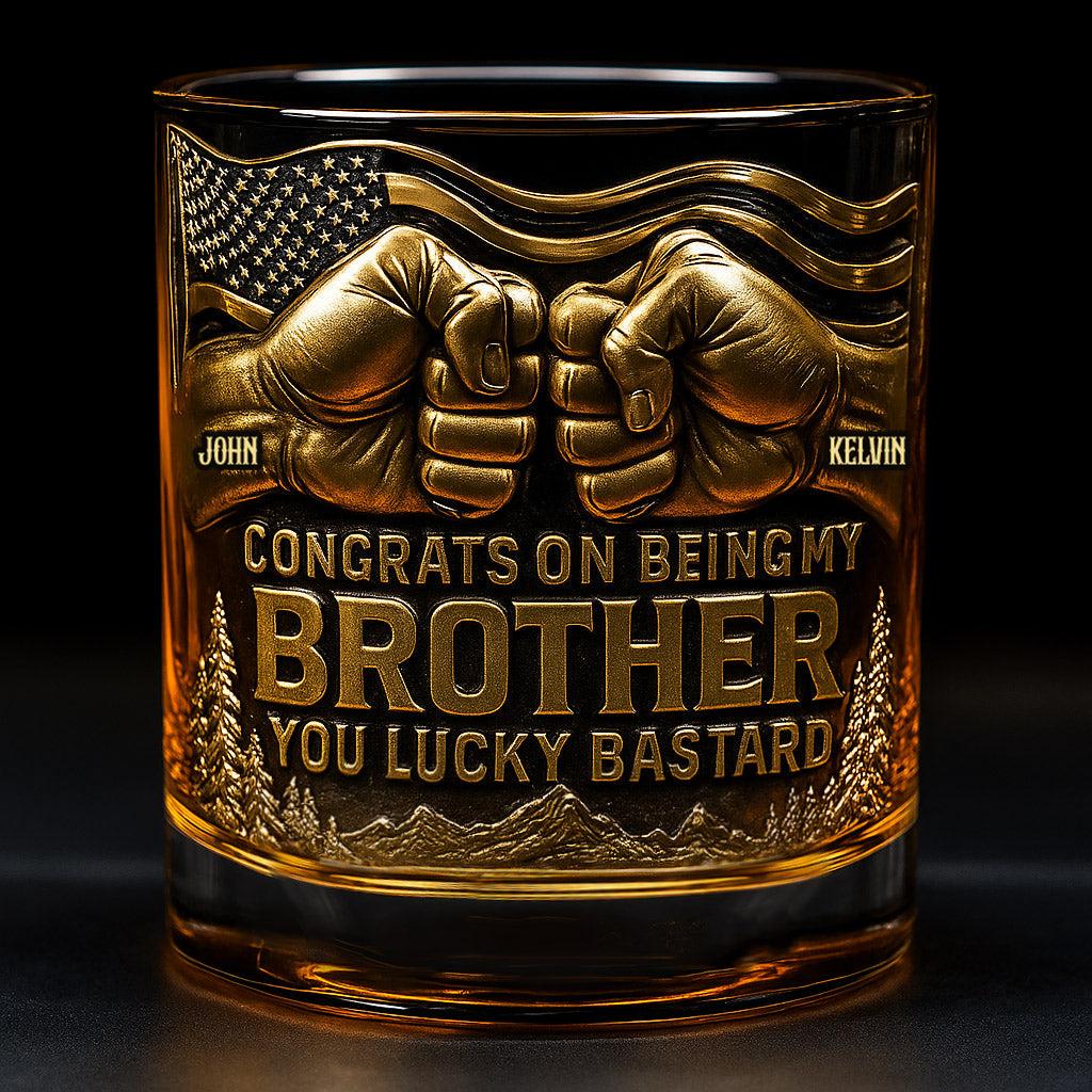 Custom Name Brother Whiskey Glass, Gold Personalized Whiskey Tumbler, Funny Brother Gift from Sibling, Vintage Barware Gift For Him