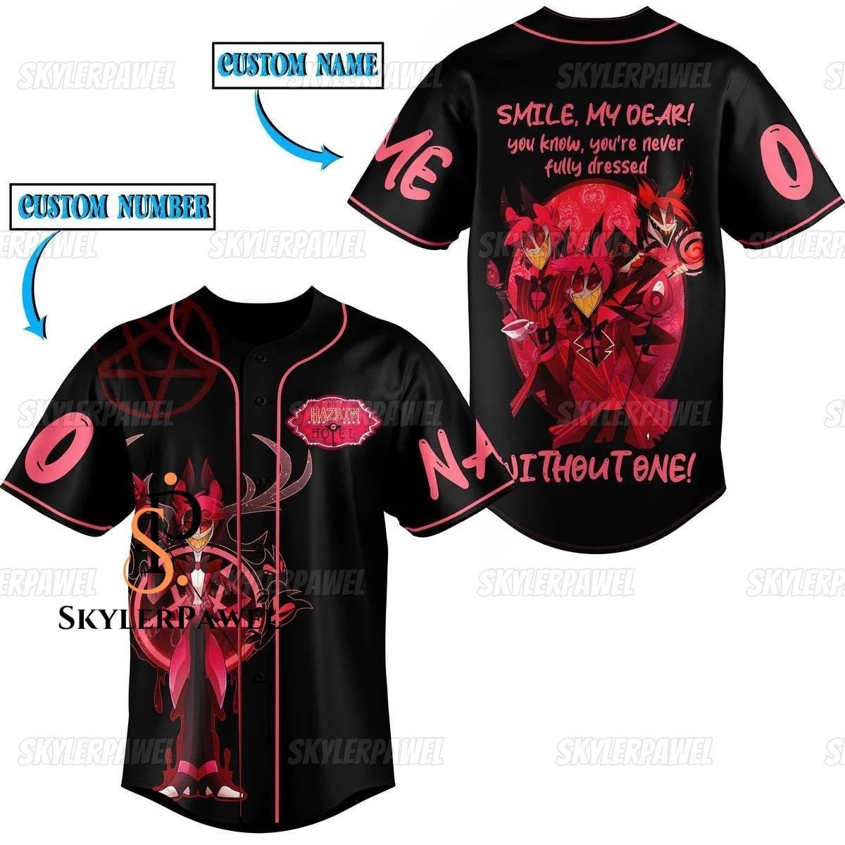 Discover Personalized Alastor Hazbin Hotel Baseball Jersey, Hazbin Hotel Fan Gift