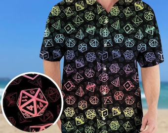 Dungeons And Dragons Button Shirt, Dnd Hawaiian Shirt, Dungeons And Dragons Tee, Dnd Vacation Shirt, Dice Shirt For Man, Gift For Gamer