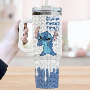 Stitch Rhinestone Tumbler 40oz, Ohana Means Family Tumbler Cup, Sparkly Bling Crystal Tumbler, Disney Trip Merch, Gift For Fan