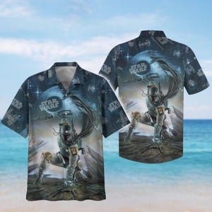 Mandalorian Hawaiian Shirt, Star Wars Button Up Shirt, Disney Trip Shirt, Magic Kingdom Shirt, Star Wars Summer Shirt, Gift For Him