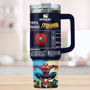 Personalized Spider-man Tumbler 40oz, Marvel Comic Insulated Tumbler, Marvel Avengers Team Tumbler, Funny Superhero Tumbler Cup