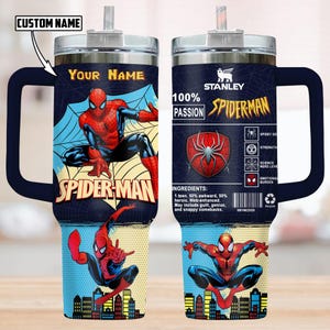 Personalized Spider-man Tumbler 40oz, Marvel Comic Insulated Tumbler, Marvel Avengers Team Tumbler, Funny Superhero Tumbler Cup