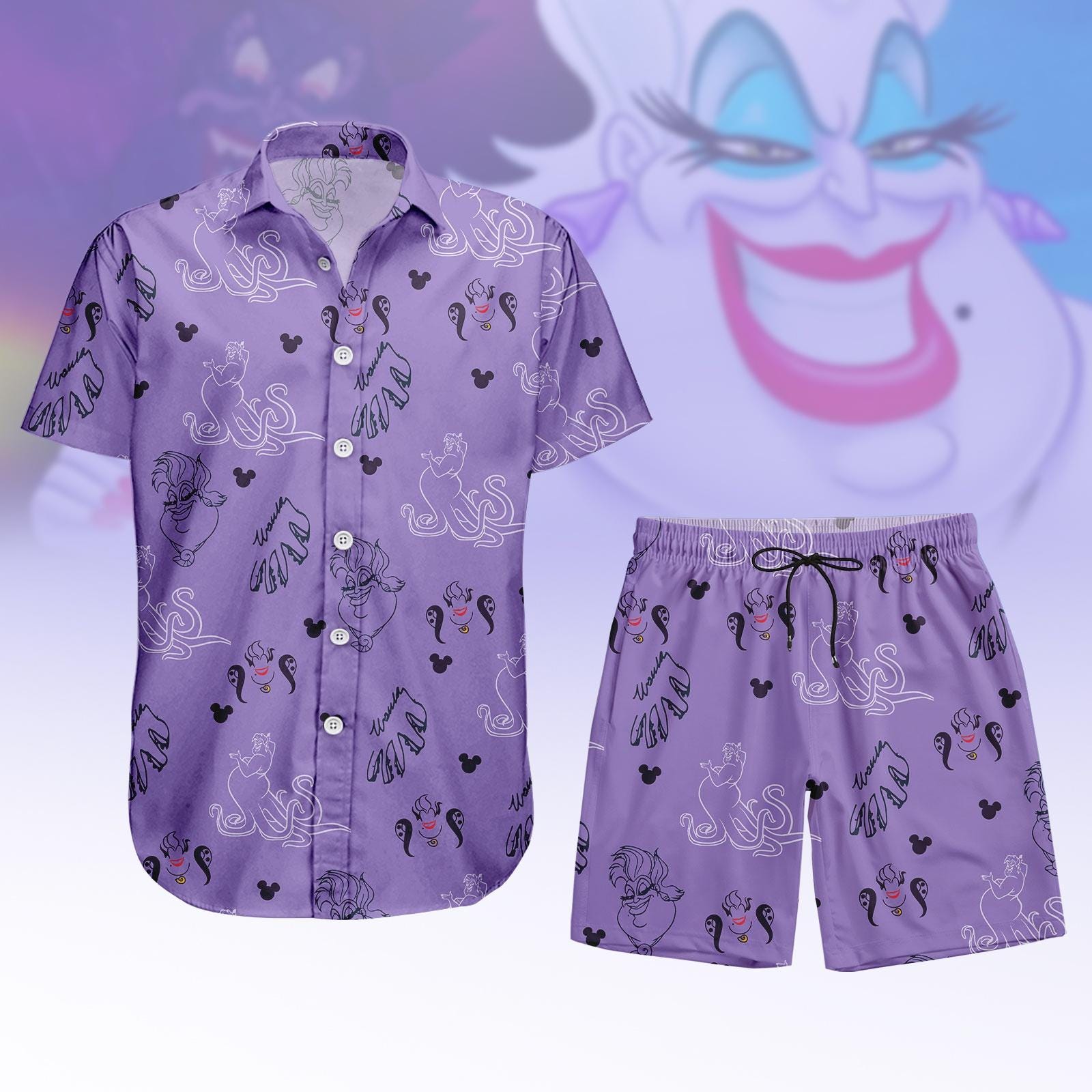 Discover Ursula Hawaiian Shirt, Disney Villains Button Down Shirt, Beach Shorts Men, The Little Mermaid Vacation Shirt, Summer 2026 Gifts