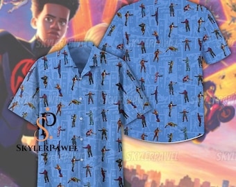 Camisa hawaiana de Spiderman, camisa de Spiderman, camisa con botones de Spiderman, regalo de Spiderman, camisa hawaiana de Spiderman, camisa de superhéroe de los Vengadores