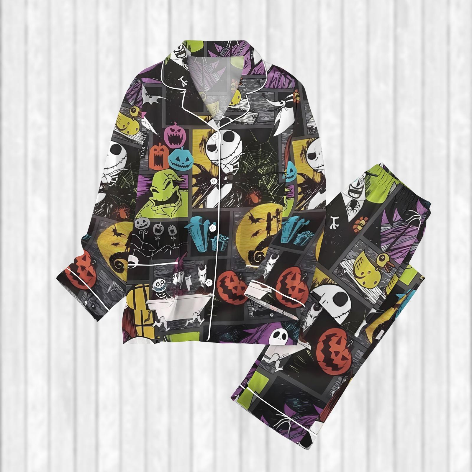 Discover Halloween Jack And Sally Pajamas Set, Disney Skeleton Holiday Pajamas, Oogie Boogie Bash Sleepwear, Nightmare Before Christmas Pajamas