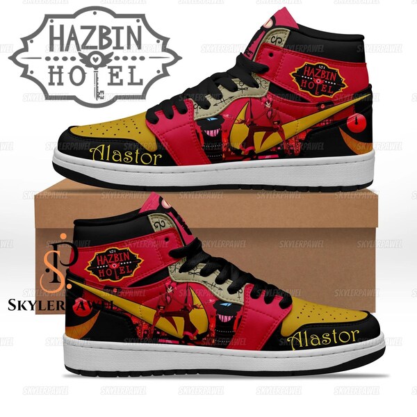 Alastor Sneakers, Alastor Shoes, Alastor Gift, Alastor Sandals, Alastor Shoes Sandals, Alastor Hazbin Sneakers, Hazbin Hotel Sneakers