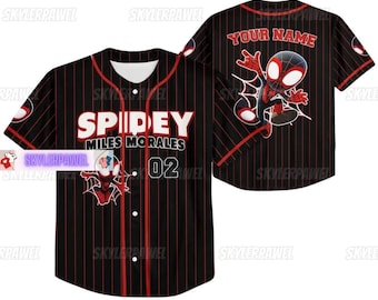 Camisa de beisebol personalizada do Spidey Miles Morales, camisa de beisebol do Homem-Aranha, camisa personalizada, camisa do Homem-Aranha, presente para crianças