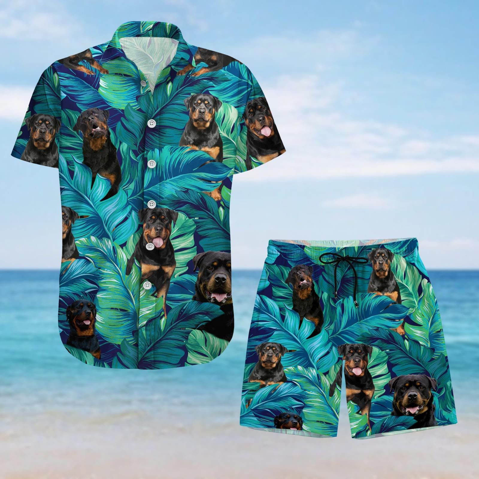 Discover Rottweiler Dog Hawaiian Shirt and Shorts, Cute Pet Shirt, Pet Lovers Aloha Shirt, Family Trip Summer Shirt, Gift For Fan