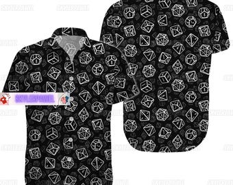 DnD Hawaiian Shirt, Dice Hawaiian Shirt, Dungeon Master Gift, Roleplaying Game Shirt, Dungeons And Dragons Shirt, Dice Button Shirt