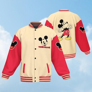 Chaqueta personalizada de Mickey Mouse, camiseta de viaje a Disneyland, camiseta de Magic Kingdom, chaqueta de béisbol, abrigo de película de dibujos animados, regalo para fan