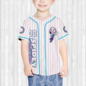 Custom Spider Gwen Purple Baseball Jersey, Gwen Stacy Spidey Baseball Shirt, Superhero Fans Jersey Team, Funny Spider Cartoon Shirt