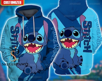 Disney Stitch Hoodie, Stitch Hoodie, Stitch Zip Hoodie, Personalized Stitch Hoodie, Lilo And Stitch Gift, Halloween Stitch Hoodie