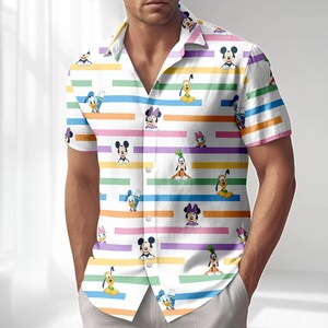 Mickey And Friends Hawaiian Shirt, Disneyland Trip Button Shirt, Beach Shorts, Pluto Goofy Donald Duck Vacation Shirt, WDW Family Tee