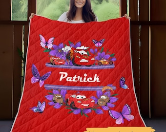 Custom Lightning Mcqueen Quilt, Disney Quilt Pattern, Mcqueen Car Comforter Quilt, Magic Kingdom Merch, Twin Size Quilt, Pixar Fan Gift