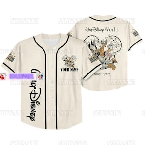 Walt Disney World Baseball Jersey, Disneyland Jersey, Personalized Jersey, Disney Jersey, Gift For Kids, Disney Characters Jersey