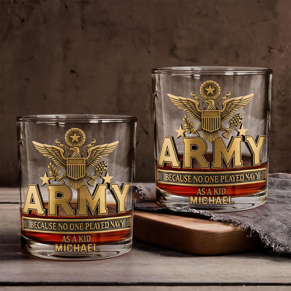 Custom Army Whiskey Glass Gold, Personalized Military Whiskey Glass, Soldier Barware Decor, US 250th Anniversary Glass Cup For Him