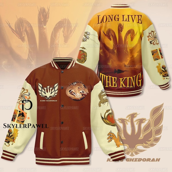 King Ghidorah Baseball Jacket, King Ghidorah Jacket, Jackets For Men, Godzilla Baseball Jacket, Godzilla Jacket, Father Day's Gift