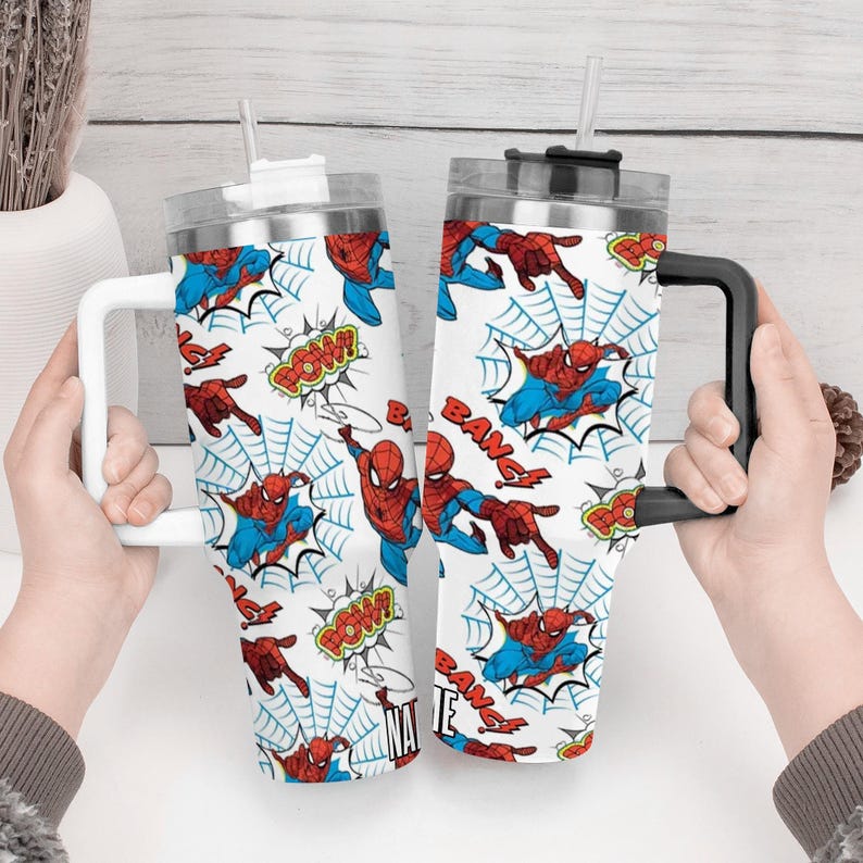 Personalized Spider-Man Tumbler 40oz, The Amazing Spider Tumbler, Marvel Avengers Team Tumbler, Funny Superhero Tumbler Cup For Fans