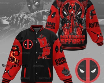 Deadpool Baseball Jacket, Deadpool Jacket, Deadpool Jacket Men, Superhero Baseball Jacket, Superhero Jacket, Maximum Effort Jacket